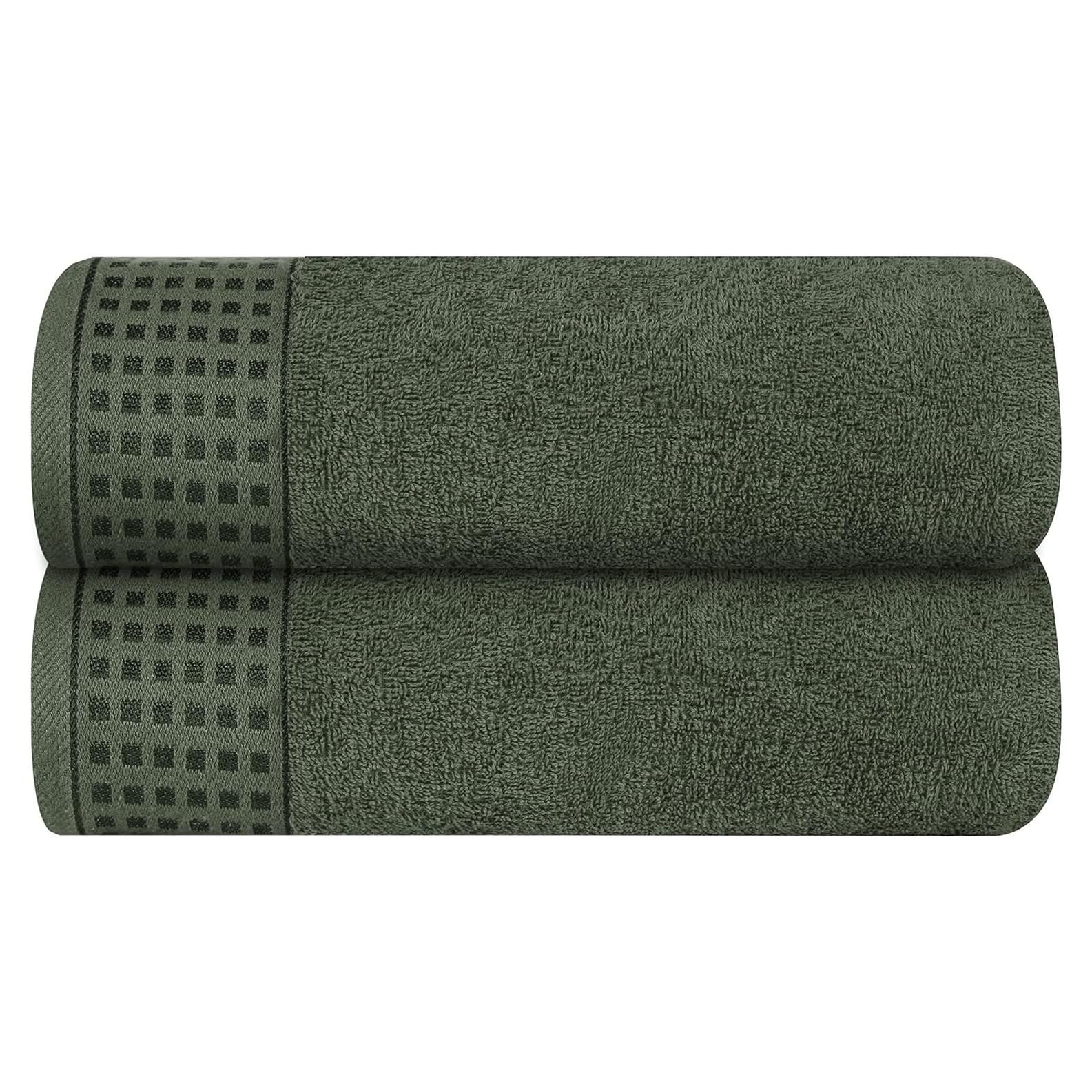 Juego de Toallas de Baño GLAMBURG 100% Algodón 71x140 cm Verde Oliva