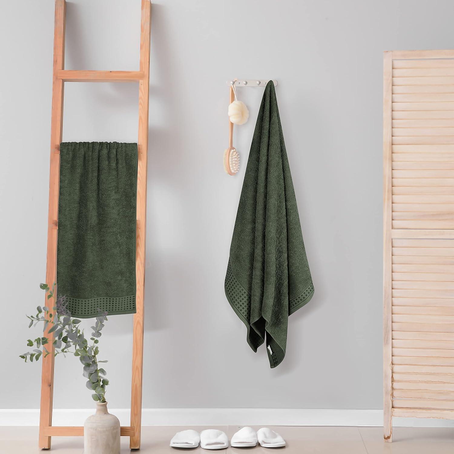 Juego de Toallas de Baño GLAMBURG 100% Algodón 71x140 cm Verde Oliva