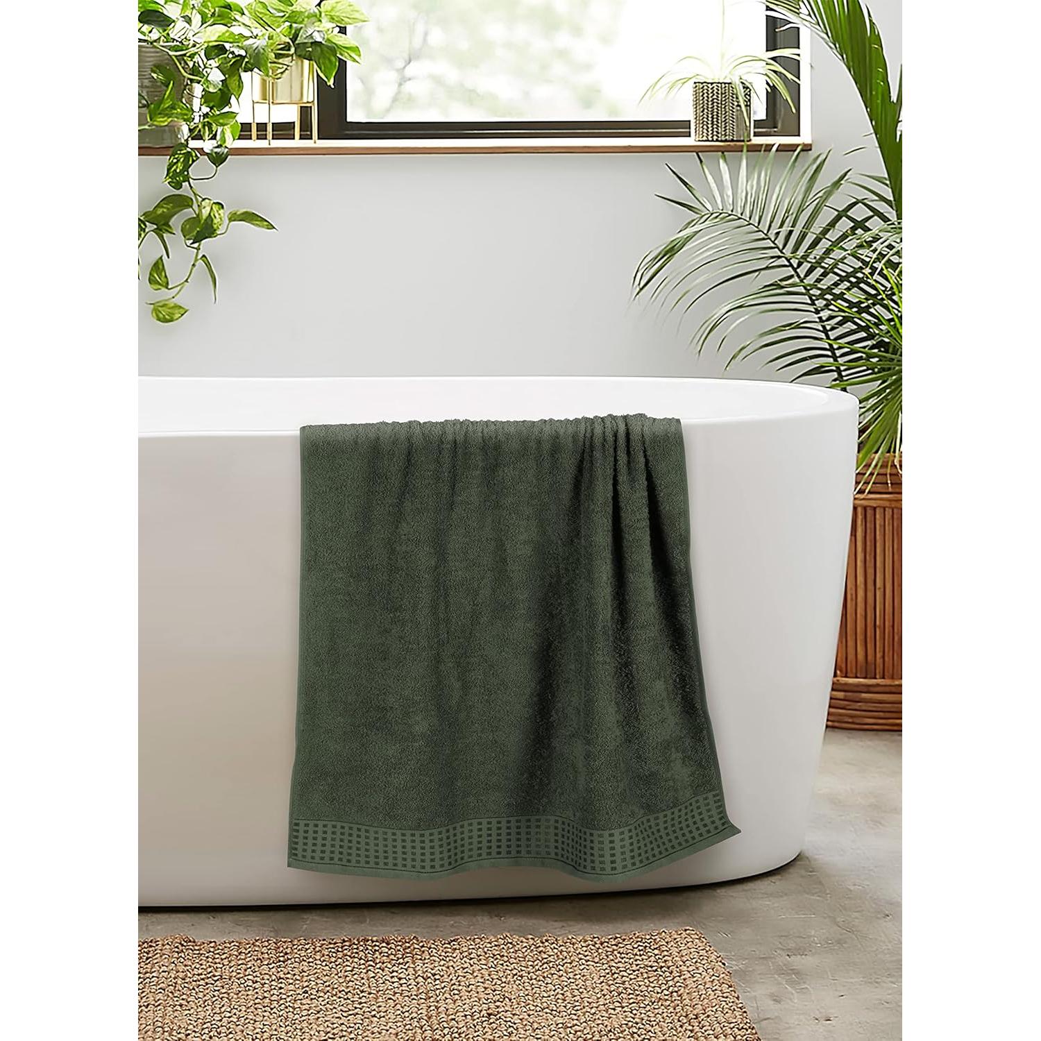 Juego de Toallas de Baño GLAMBURG 100% Algodón 71x140 cm Verde Oliva