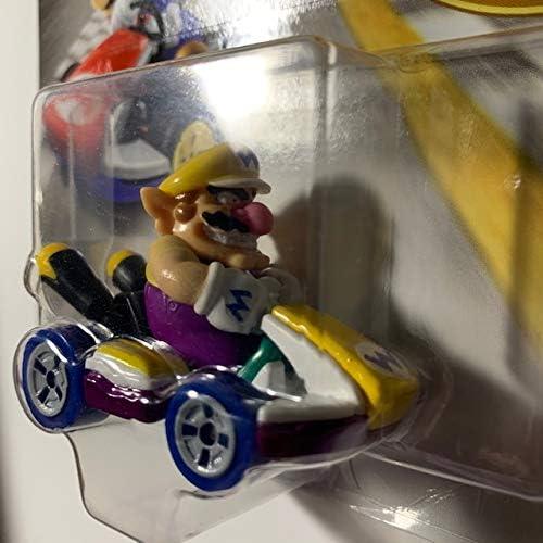 Coche Diecast Wario Mario Kart Hot Wheels 1:64 Morado Amarillo