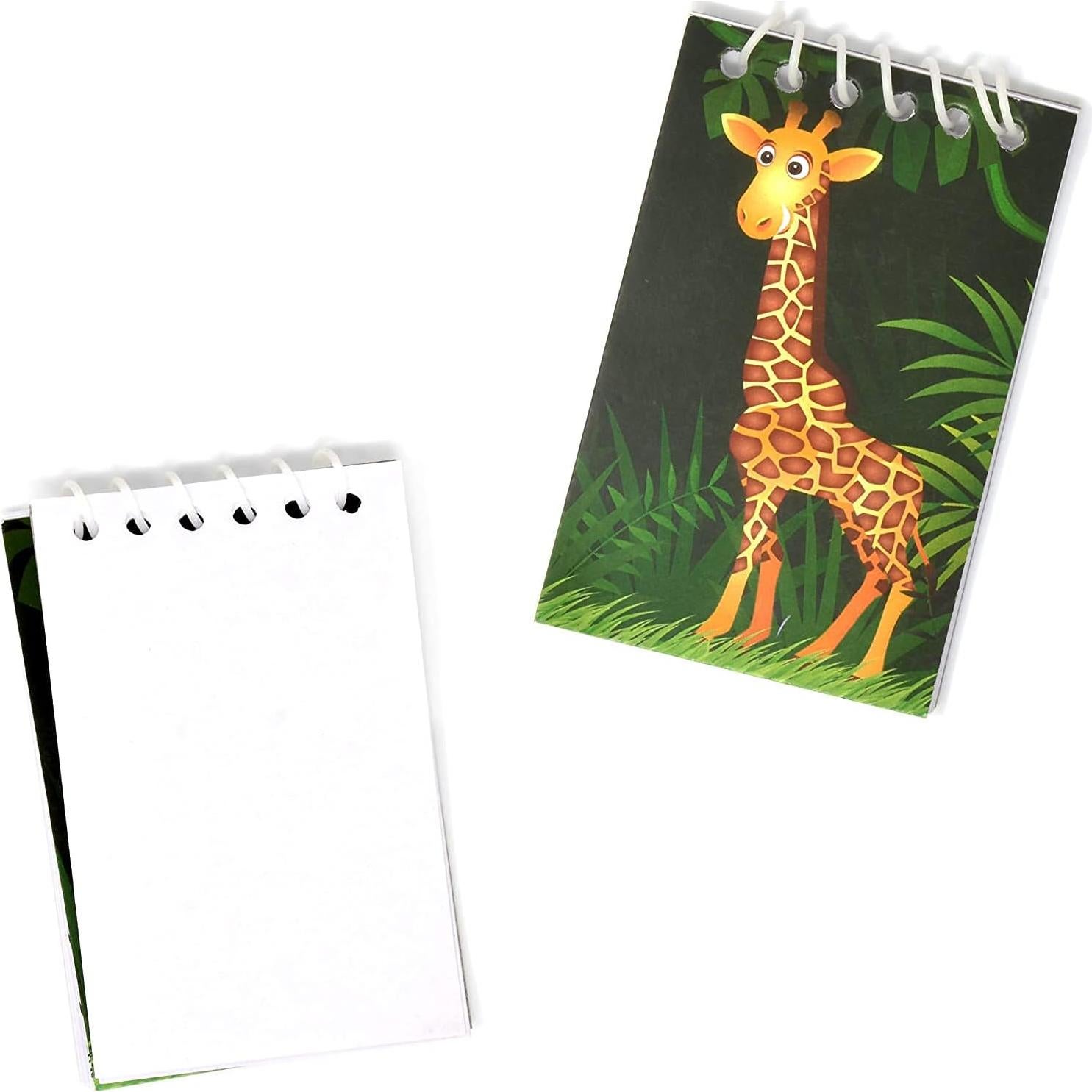 Gift Boutique 48 Zoo Animal Mini Notepads, Jungle Safari Theme, Lion, Tiger, Giraffe, Elephant, Monkey, Spiral Notebooks for Kids, Birthday, Party, Baby Shower & Classroom Favors