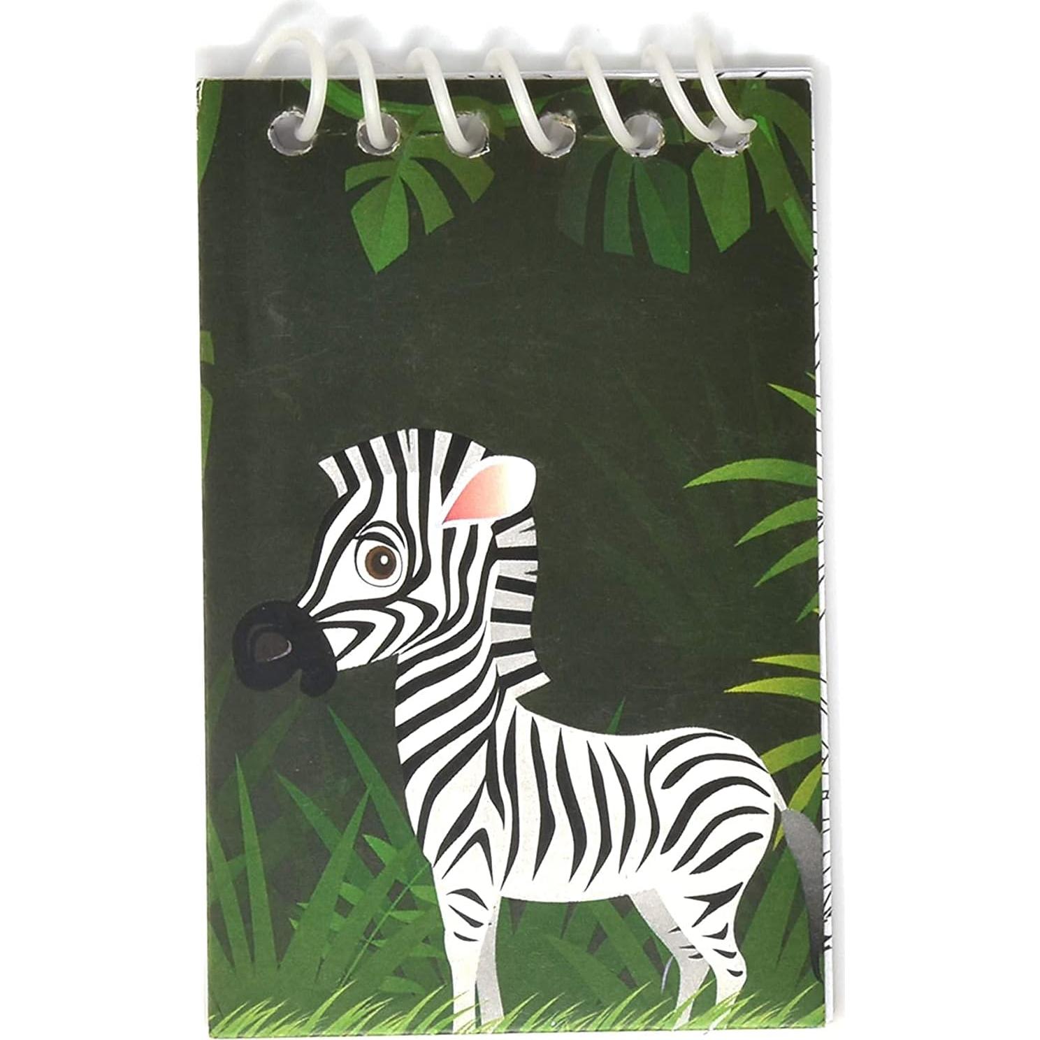 Gift Boutique 48 Zoo Animal Mini Notepads, Jungle Safari Theme, Lion, Tiger, Giraffe, Elephant, Monkey, Spiral Notebooks for Kids, Birthday, Party, Baby Shower & Classroom Favors