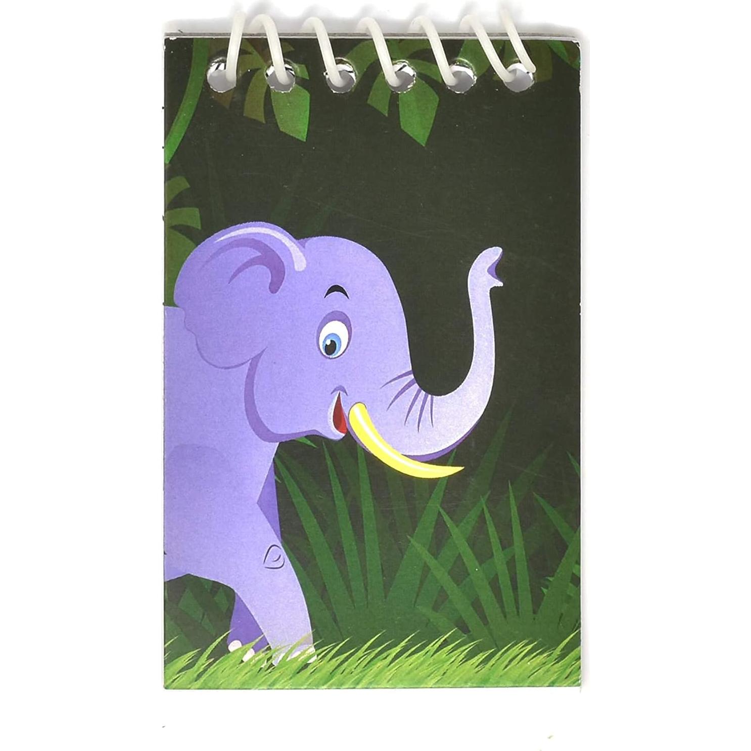 Gift Boutique 48 Zoo Animal Mini Notepads, Jungle Safari Theme, Lion, Tiger, Giraffe, Elephant, Monkey, Spiral Notebooks for Kids, Birthday, Party, Baby Shower & Classroom Favors
