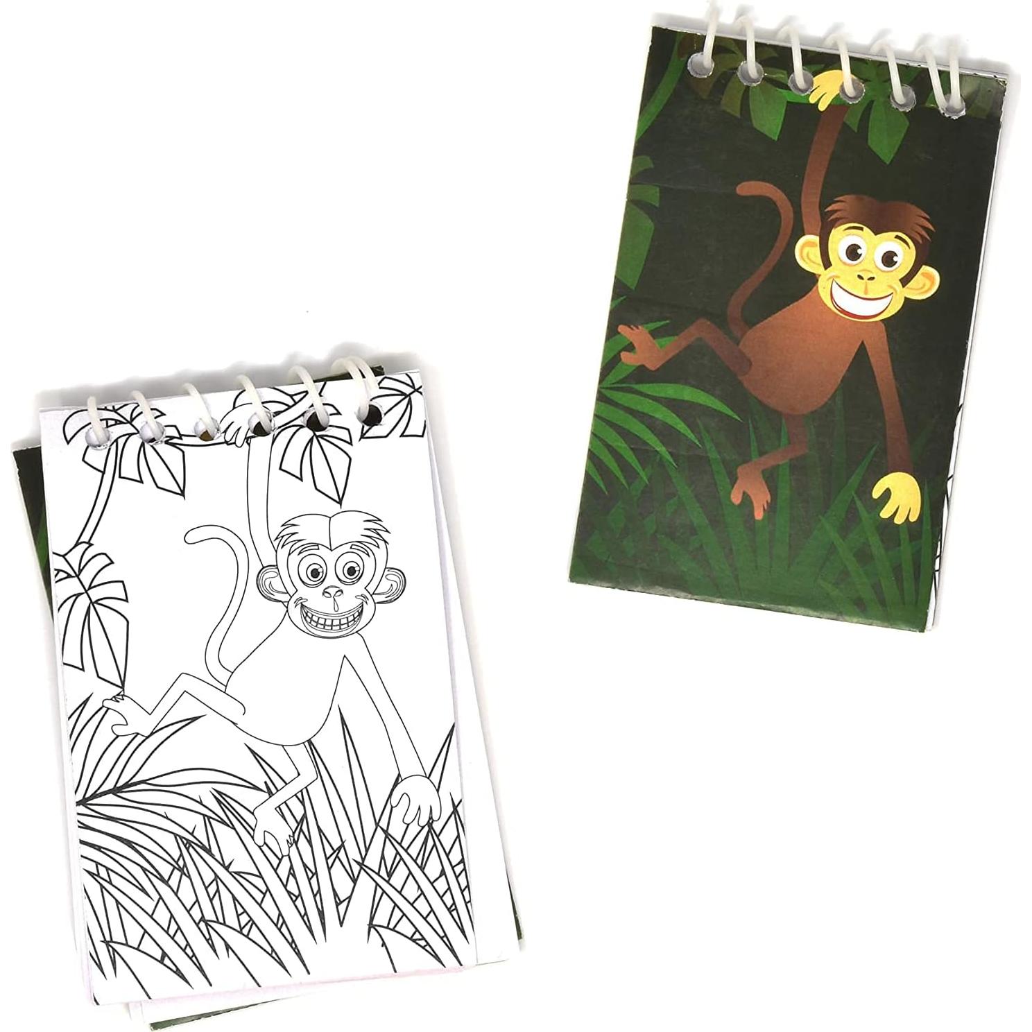 Gift Boutique 48 Zoo Animal Mini Notepads, Jungle Safari Theme, Lion, Tiger, Giraffe, Elephant, Monkey, Spiral Notebooks for Kids, Birthday, Party, Baby Shower & Classroom Favors