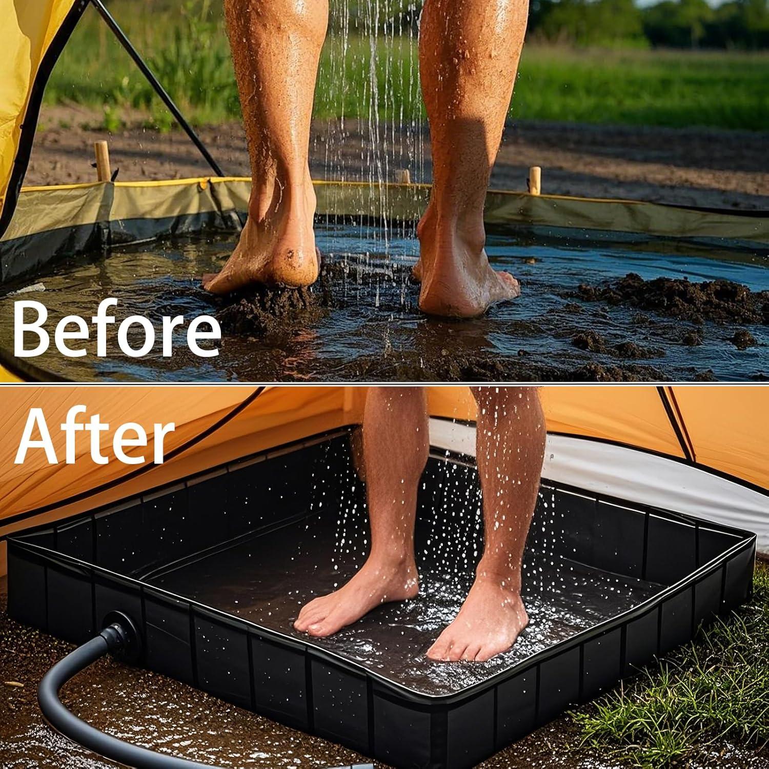 Base de Ducha Portátil Ynotus 101.6 cm Plegable para Camping