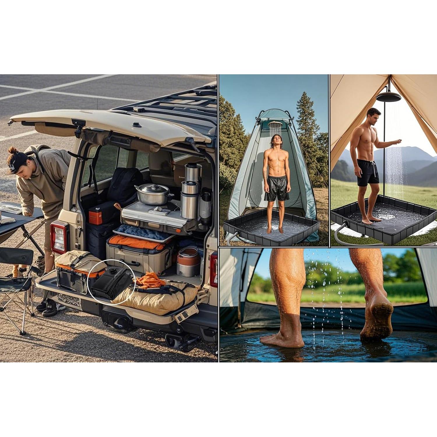 Base de Ducha Portátil Ynotus 101.6 cm Plegable para Camping