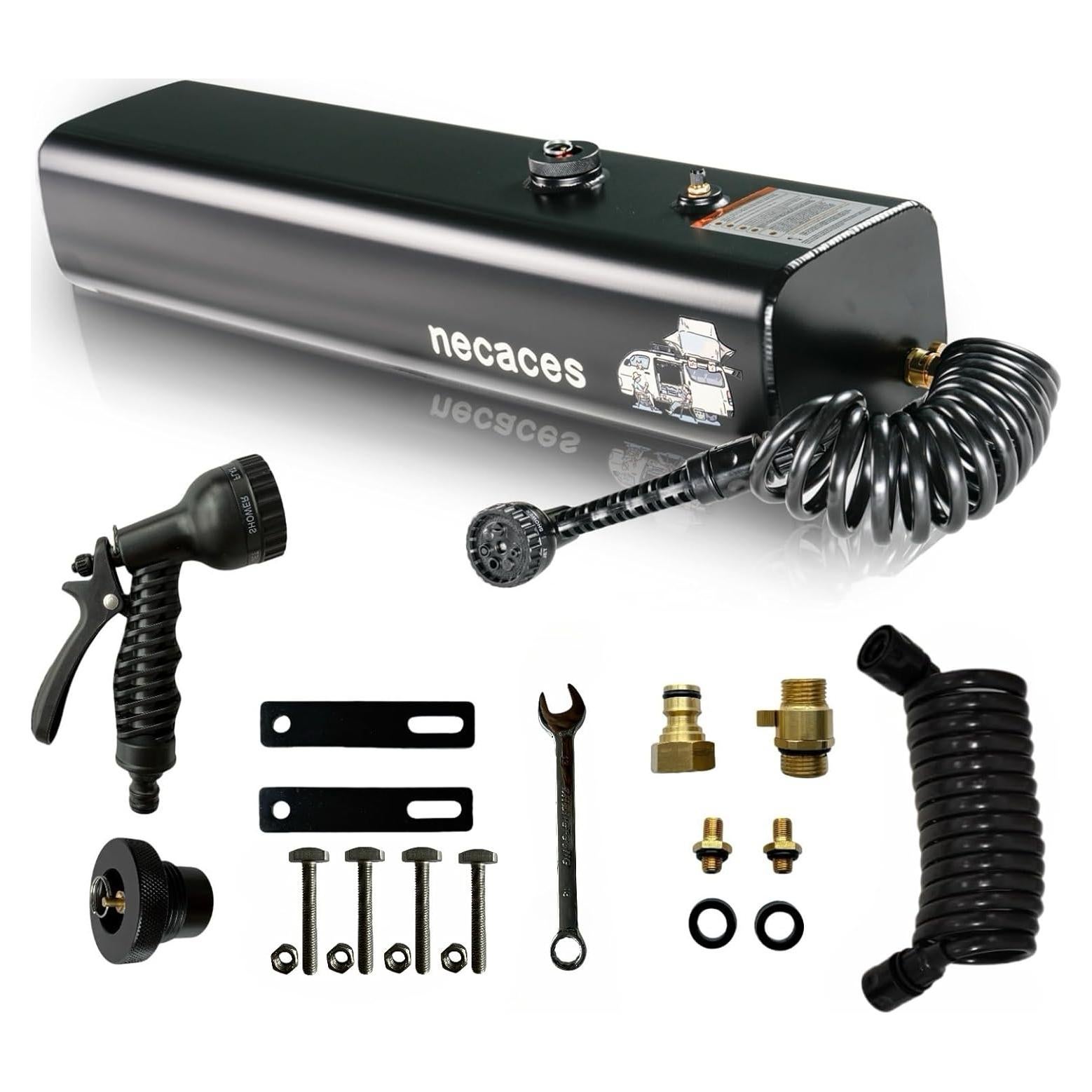 Tanque de Agua Presurizado Necaces 17L Ducha Camping Aluminio