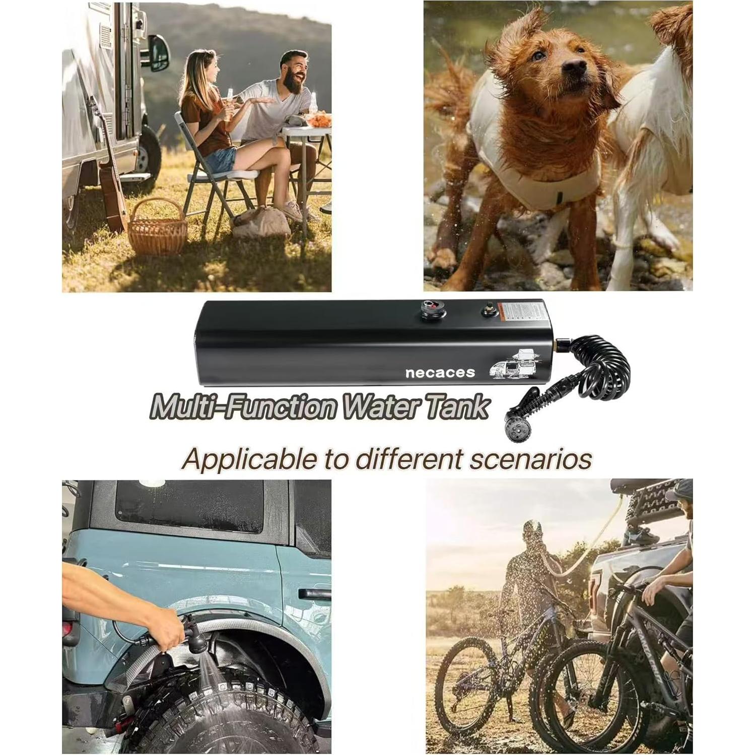 Tanque de Agua Presurizado Necaces 17L Ducha Camping Aluminio