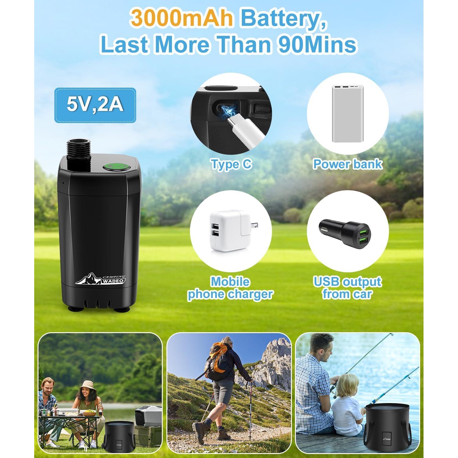 Ducha Portátil WADEO 20L Eléctrica Recargable para Camping