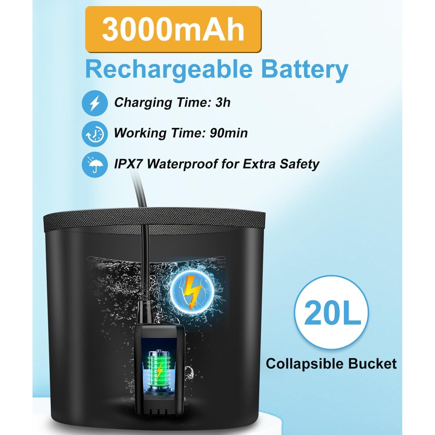 Ducha Portátil WADEO 20L Eléctrica Recargable para Camping