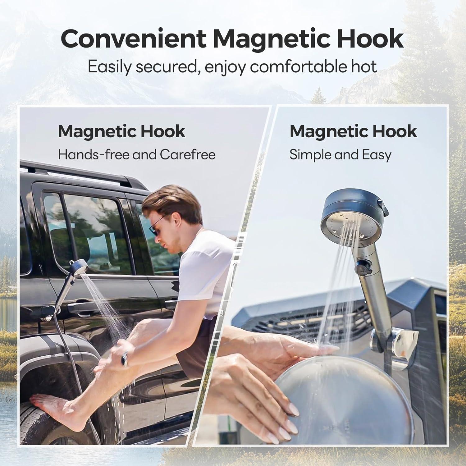 InstaShower GO, Portable Propane Tankless Water Heater 19,000 BTU, with 5000mAh Rechargeable Built-in Battery, DC 12V, Outdoor Camping Shower