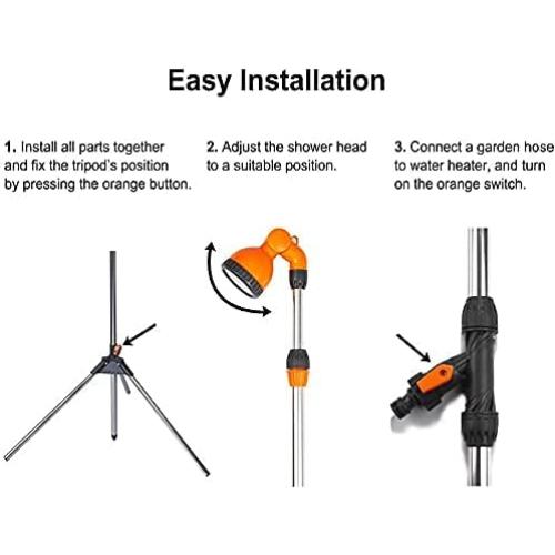 Camplux Outdoor Shower Kit, Portable Shower Head, Camping Shower with Tripod Stand