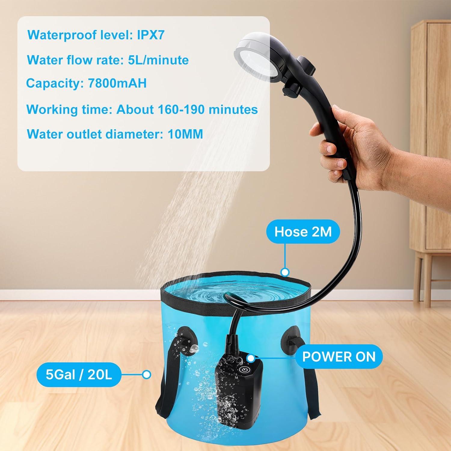 Ducha Portátil iMeshbean para Camping 7800mAh 20L