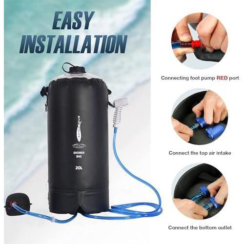 Bolsa de Ducha Camping Portátil 20L AFISHTOUR con Bomba y Manguera