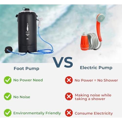 Bolsa de Ducha Camping Portátil 20L AFISHTOUR con Bomba y Manguera