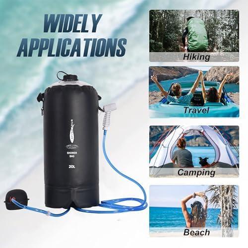 Bolsa de Ducha Camping Portátil 20L AFISHTOUR con Bomba y Manguera