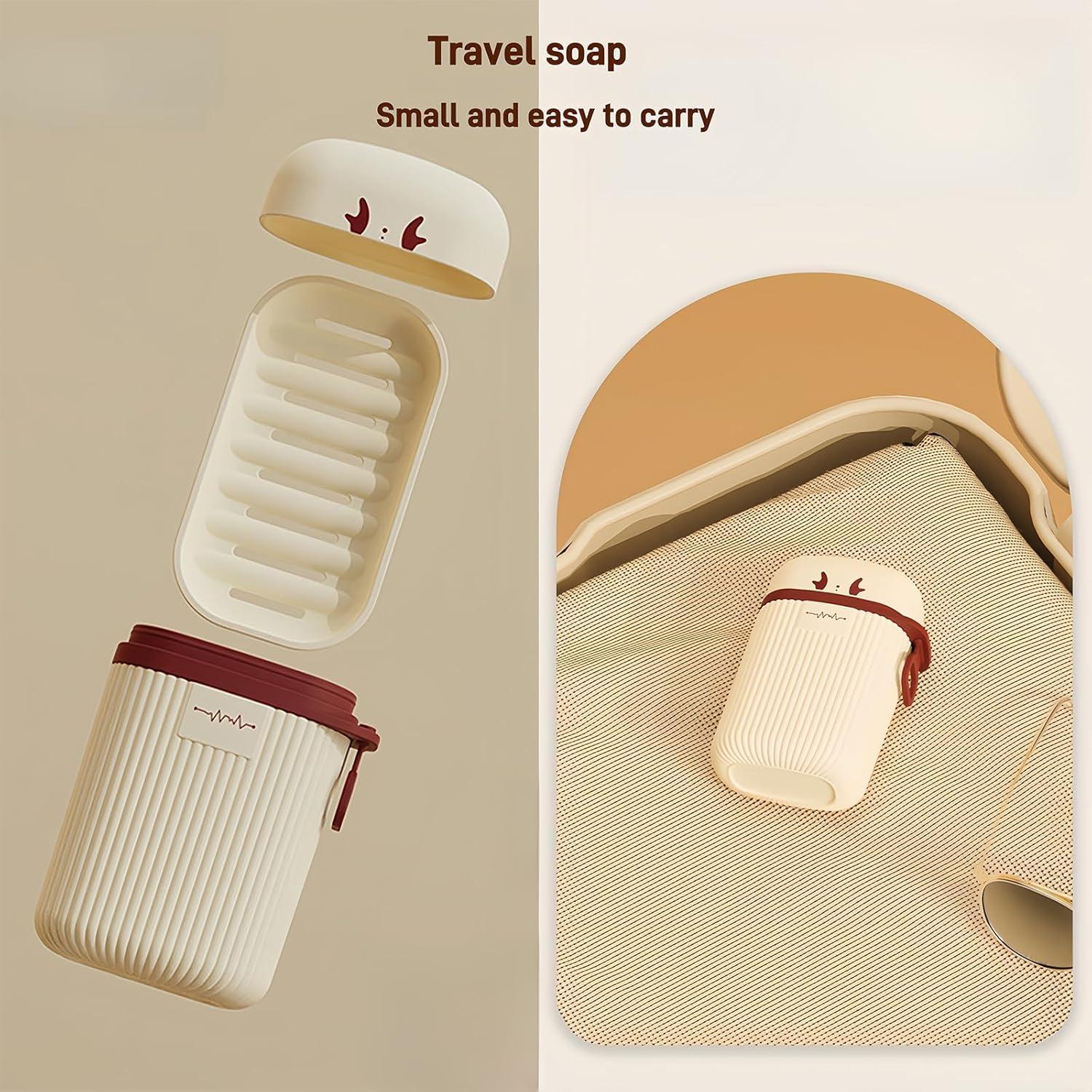 Estuche de Jabón de Viaje JMXINHANG Beige a Prueba de Fugas