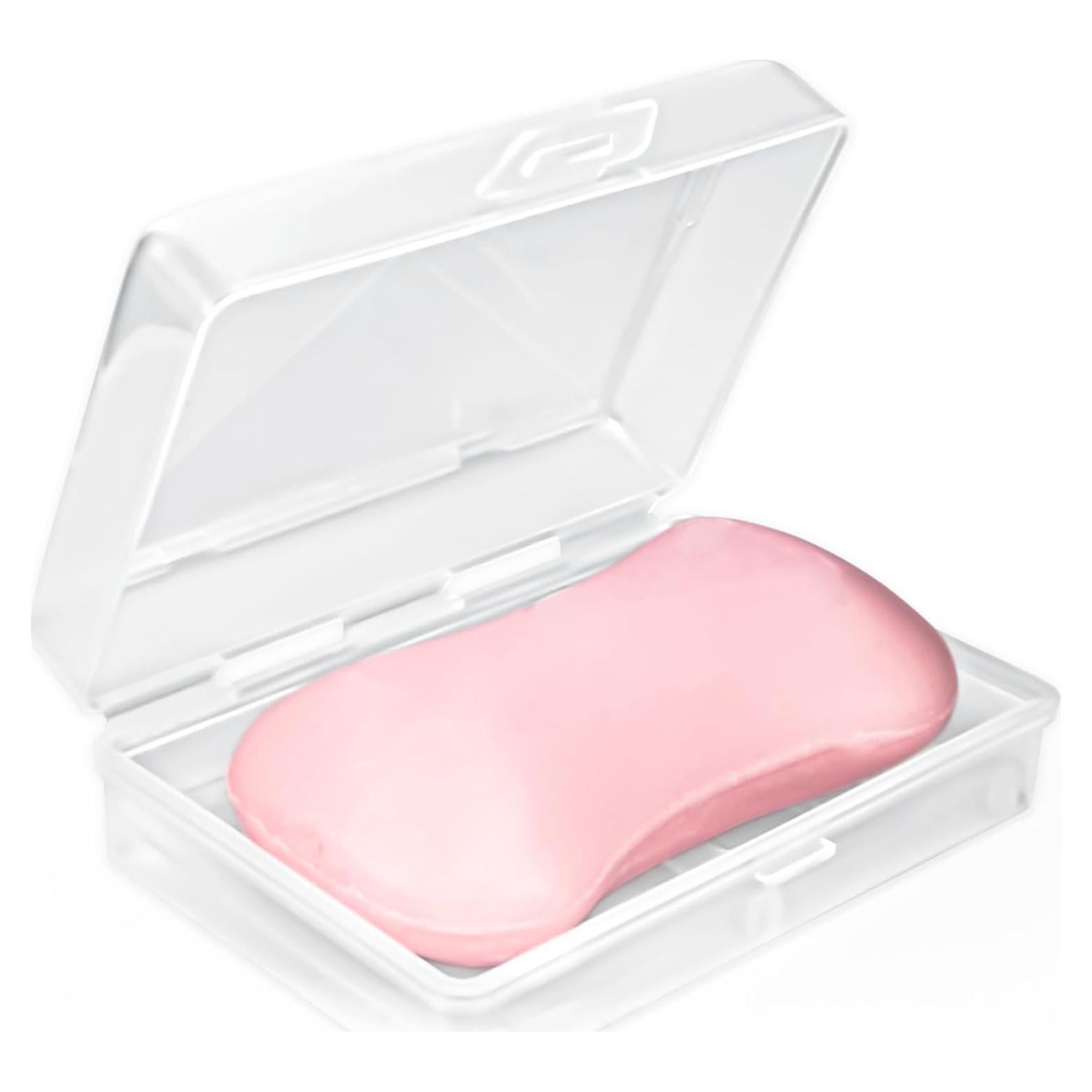 1 Pcs Clear White Travel Soap Box with lid and Draining Holder, Soap Dish, Soap Rest for Bathroom Shower Home Outdoor Gym Fitness, The Top of The Lid is Detachable for Putting Soap