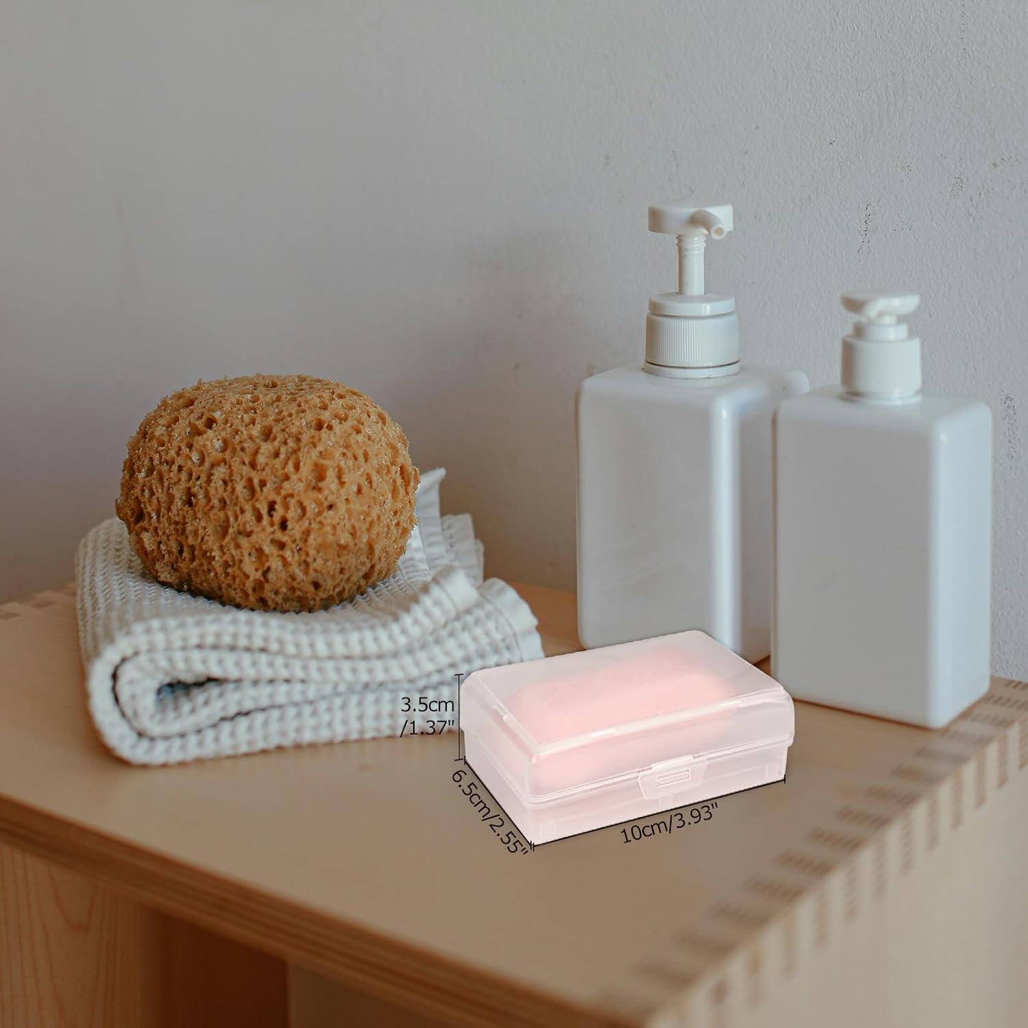 1 Pcs Clear White Travel Soap Box with lid and Draining Holder, Soap Dish, Soap Rest for Bathroom Shower Home Outdoor Gym Fitness, The Top of The Lid is Detachable for Putting Soap