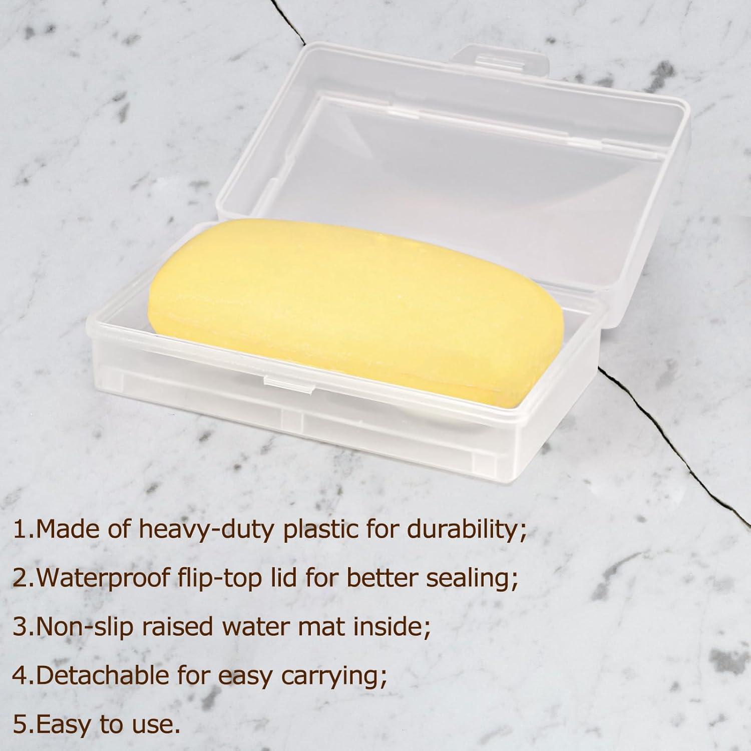 1 Pcs Clear White Travel Soap Box with lid and Draining Holder, Soap Dish, Soap Rest for Bathroom Shower Home Outdoor Gym Fitness, The Top of The Lid is Detachable for Putting Soap