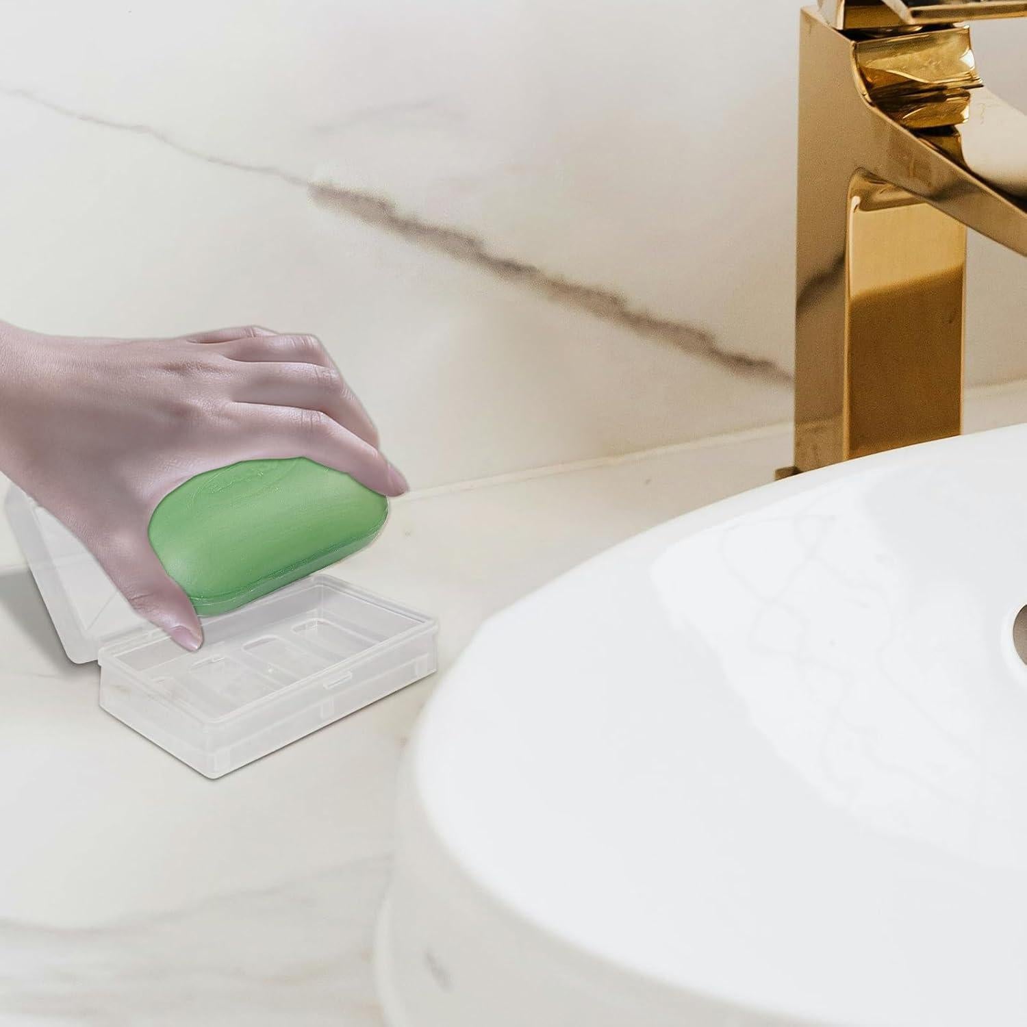 1 Pcs Clear White Travel Soap Box with lid and Draining Holder, Soap Dish, Soap Rest for Bathroom Shower Home Outdoor Gym Fitness, The Top of The Lid is Detachable for Putting Soap