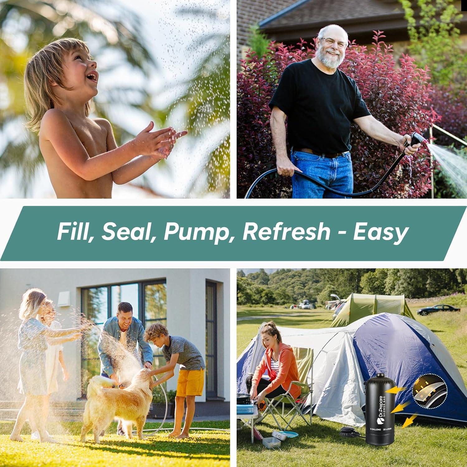 Ducha de Camping DU.PREPARE 19 Litros con Bomba de Pie