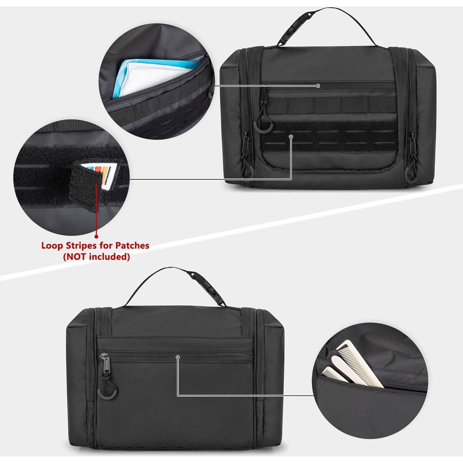 Bolsa de Aseo Colgante Prokva para Hombres - Negro, 15x10x5 cm