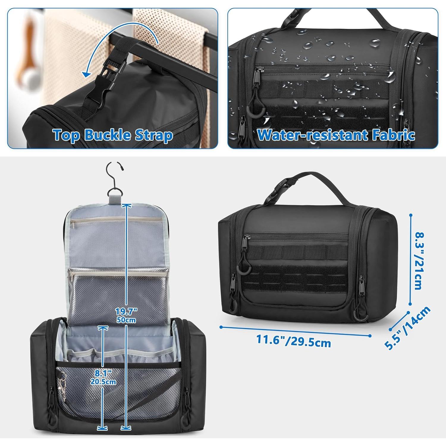 Bolsa de Aseo Colgante Prokva para Hombres - Negro, 15x10x5 cm