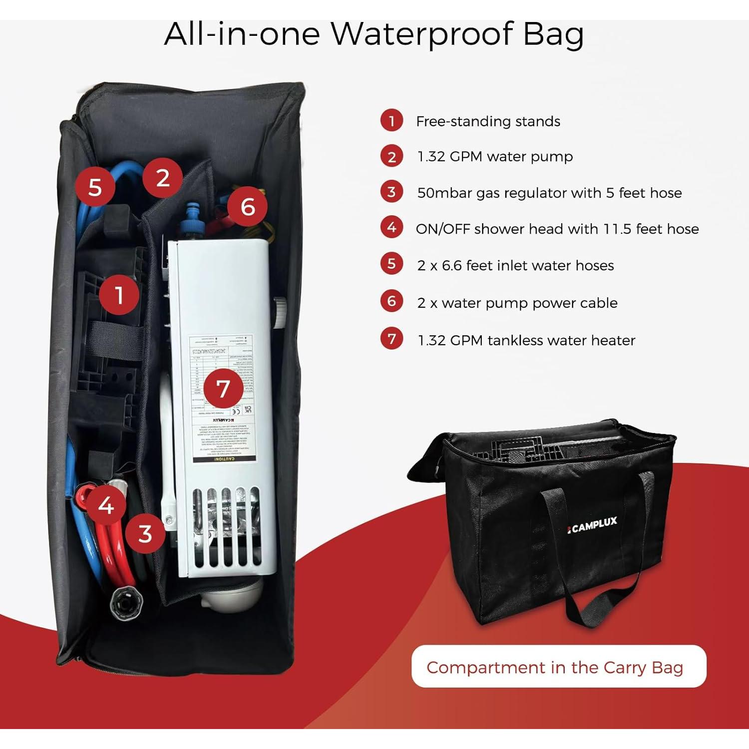 Calentador de Agua Portátil CAMPLUX AY132G 1.32 GPM Propano