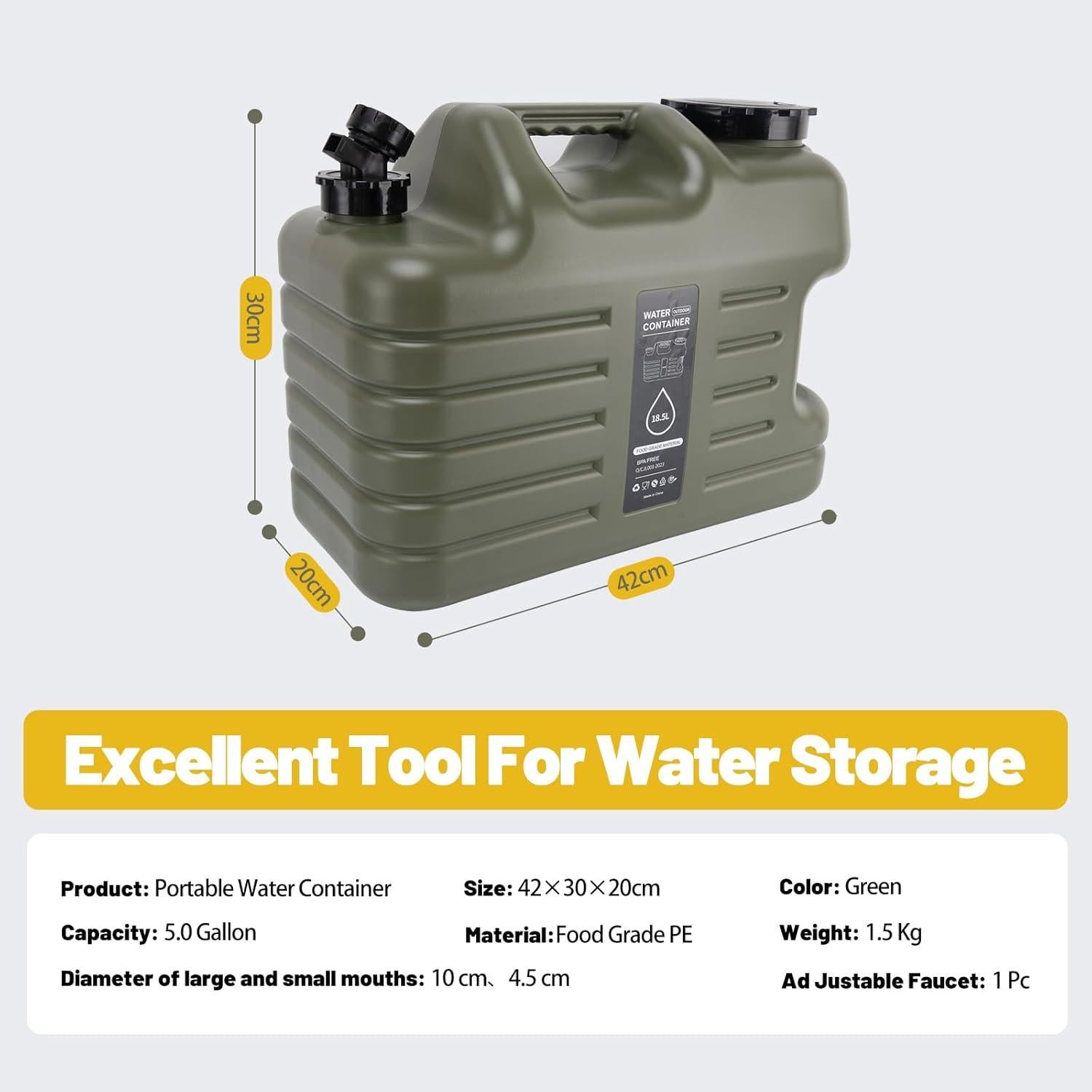 Contenedor de Agua para Camping JOHAHTANG 18.5L con Grifo