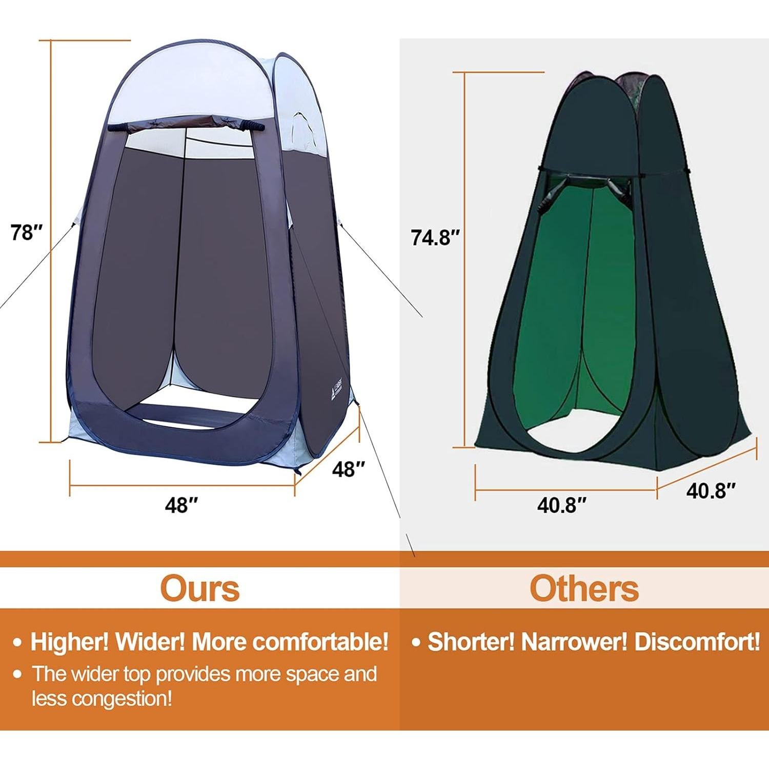 Tienda de Ducha Pop Up Leader Accessories 1.22x1.22x1.98m Gris