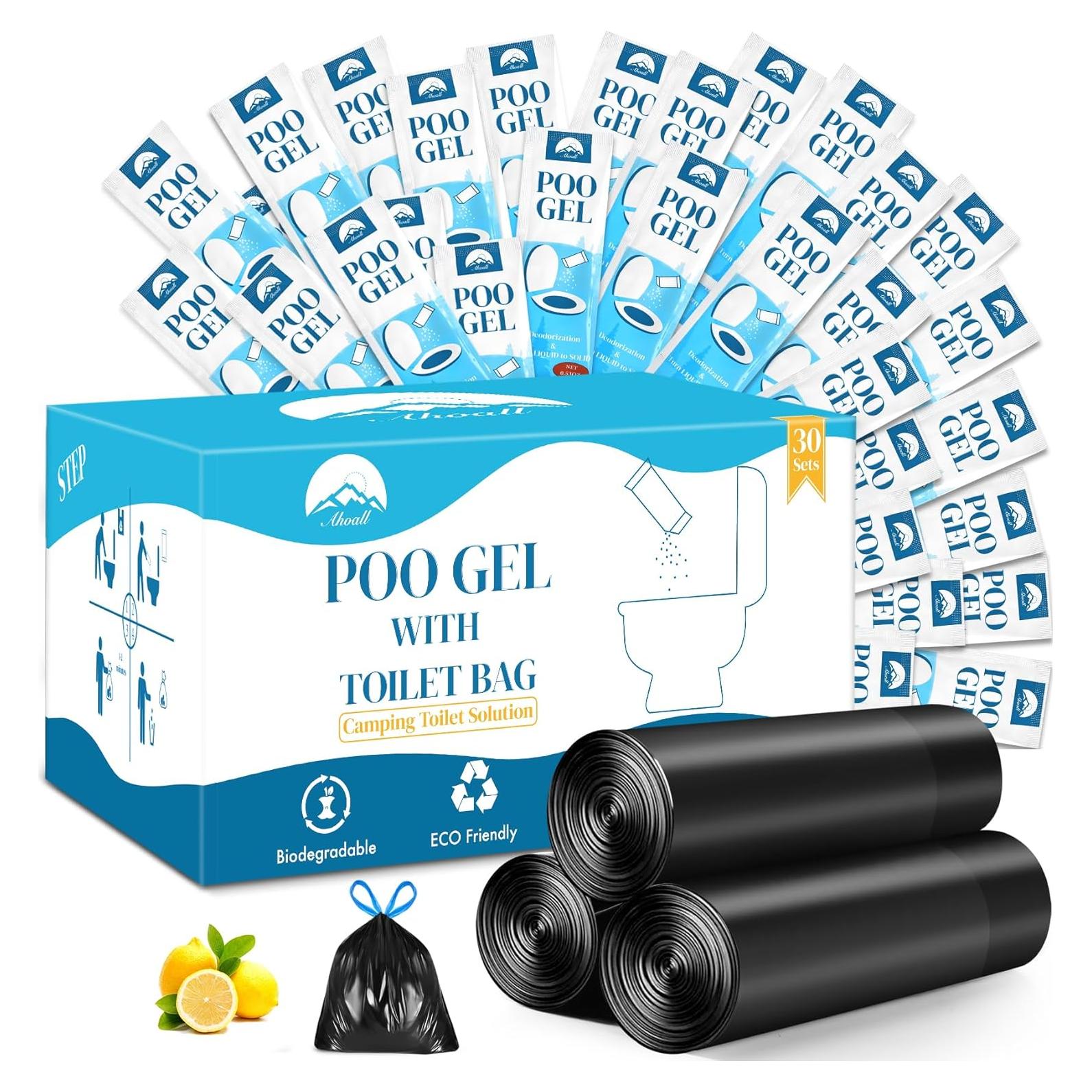 Juego de Bolsas de Inodoro Portátiles Ahoall 10 Galones 60 Piezas