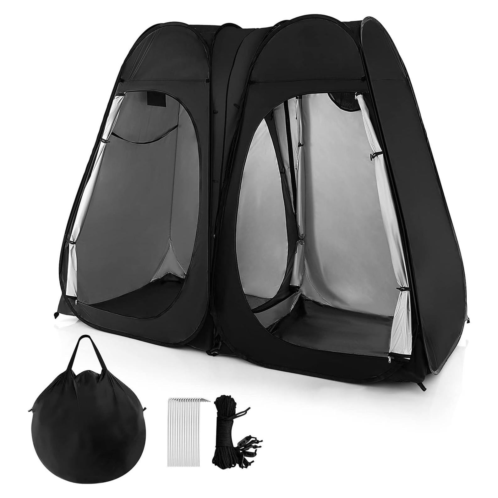 Carpa de Ducha Plegable Goplus 2 Habitaciones 2.29m Negra