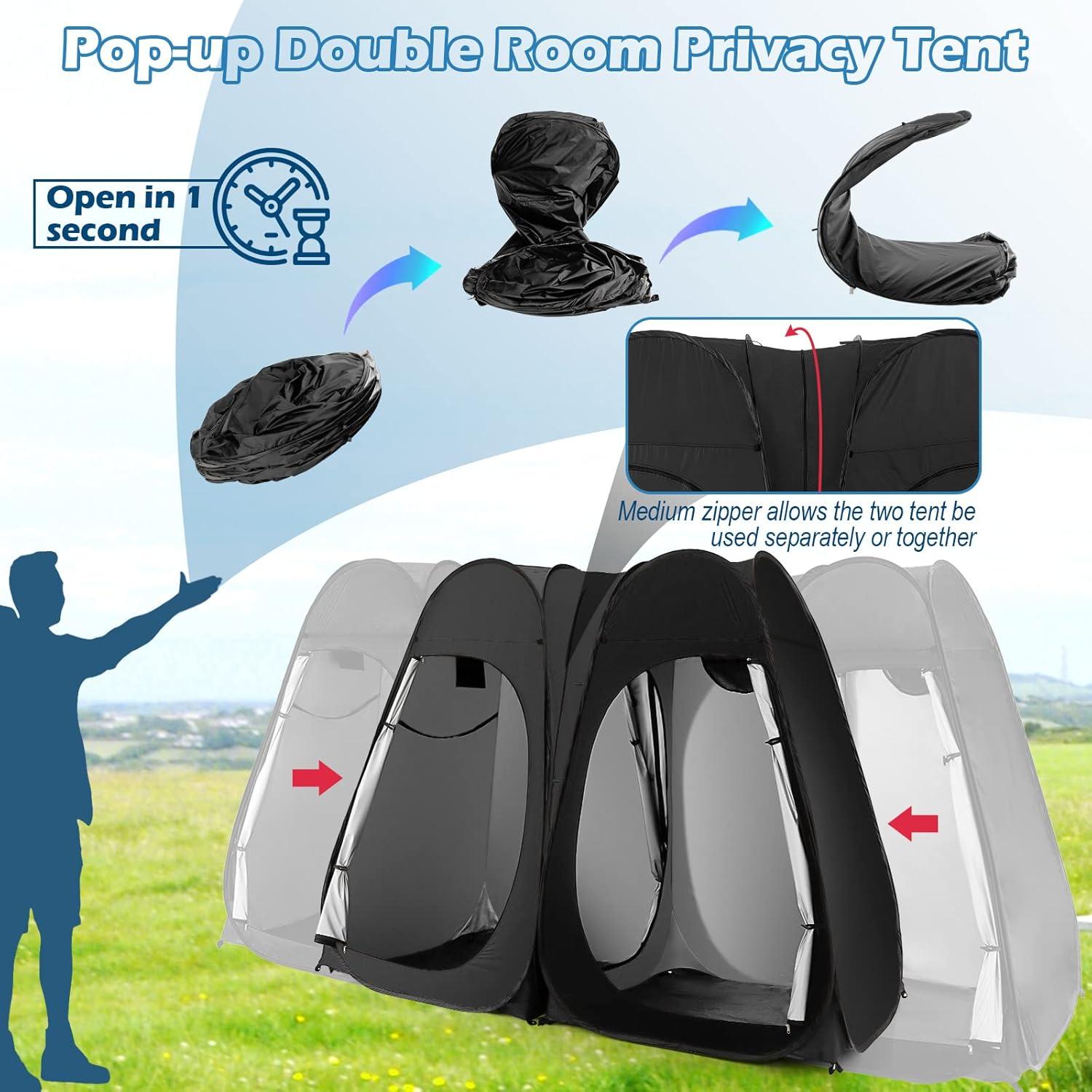 Carpa de Ducha Plegable Goplus 2 Habitaciones 2.29m Negra