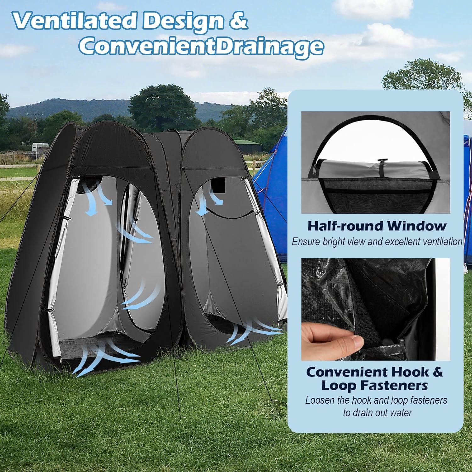 Carpa de Ducha Plegable Goplus 2 Habitaciones 2.29m Negra