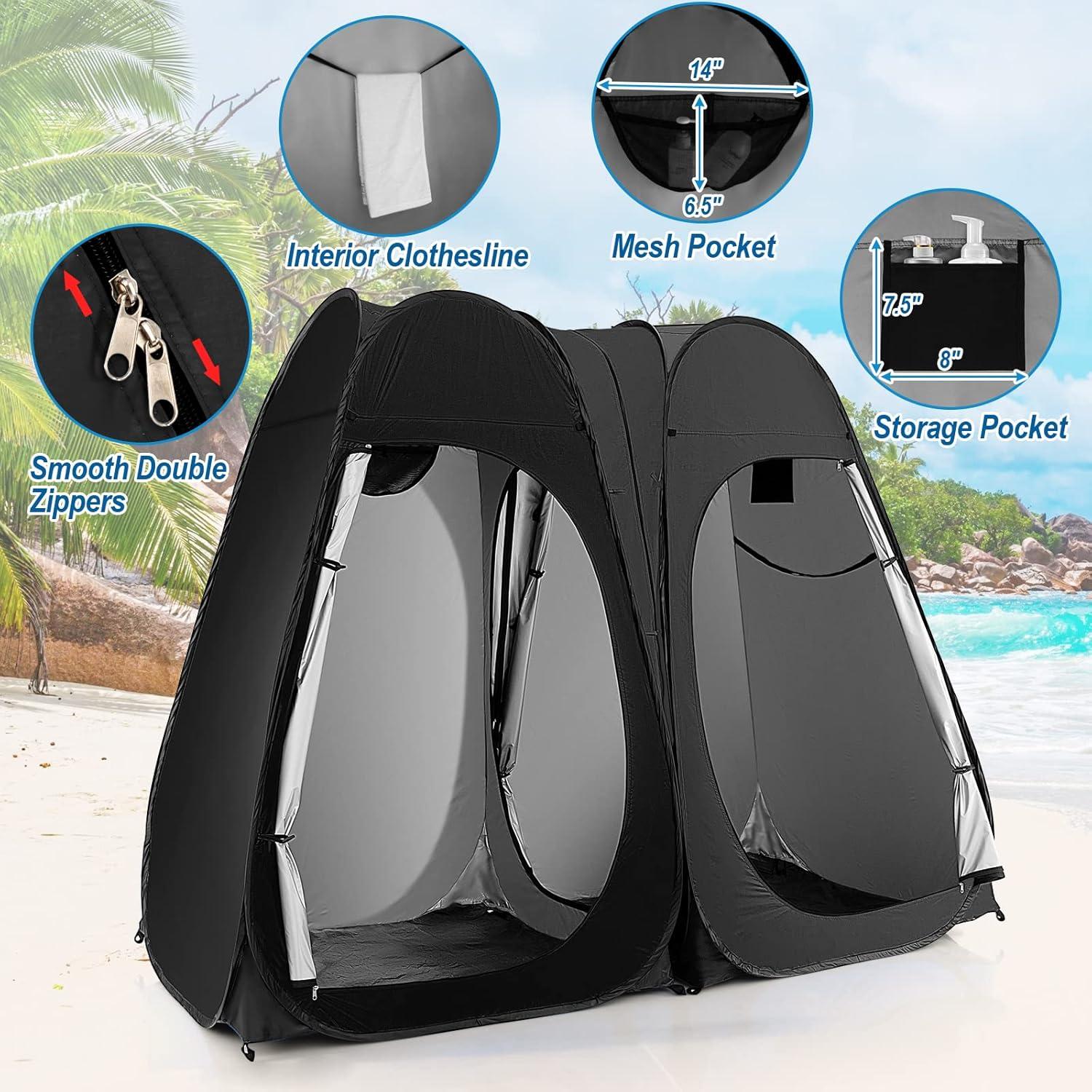 Carpa de Ducha Plegable Goplus 2 Habitaciones 2.29m Negra