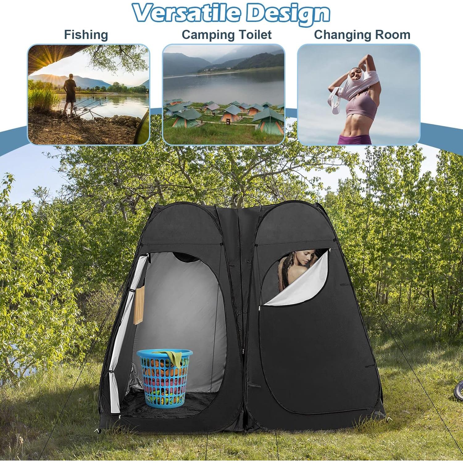 Carpa de Ducha Plegable Goplus 2 Habitaciones 2.29m Negra