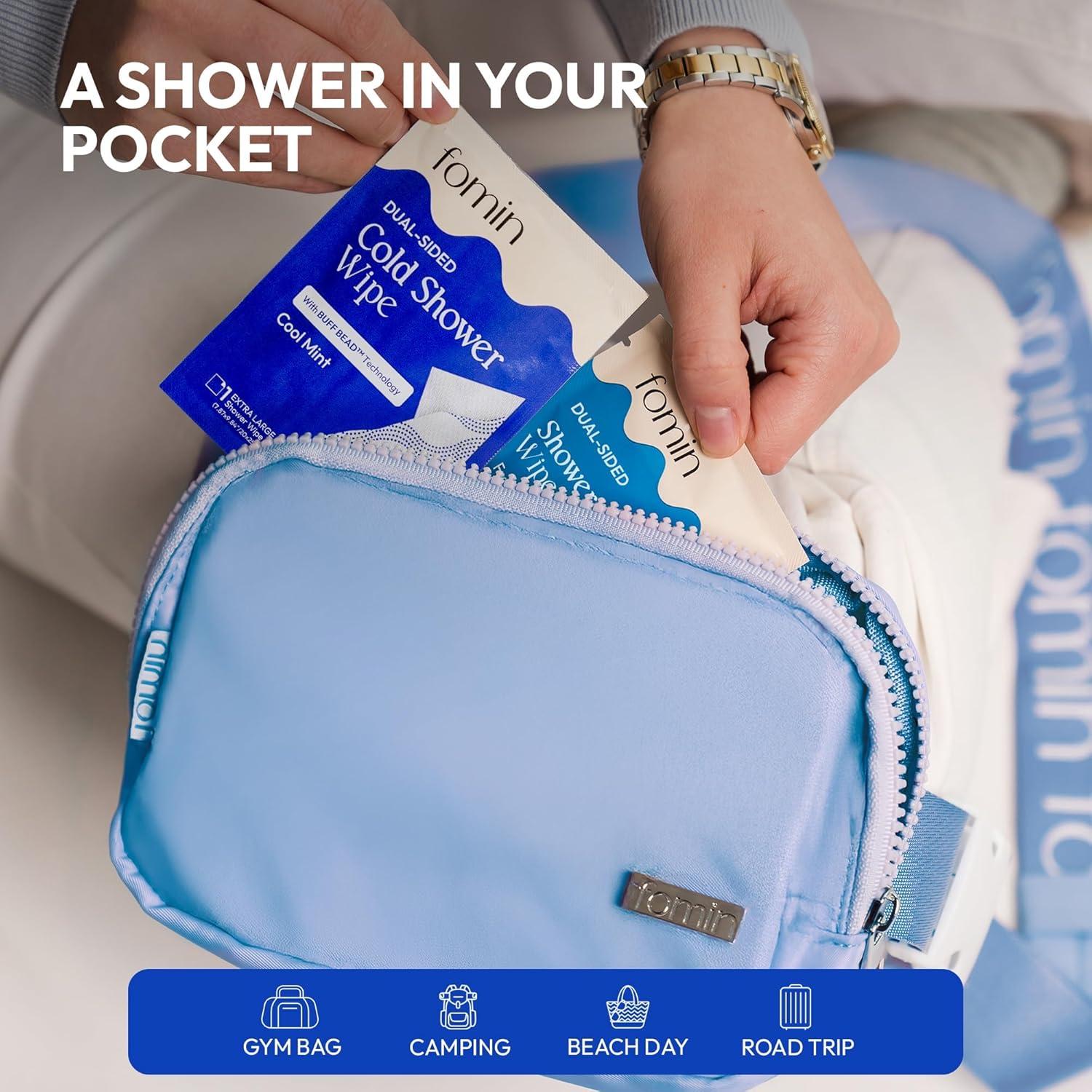 Toallitas de Ducha Fría FOMIN - 20 Unidades XL Sin Enjuague