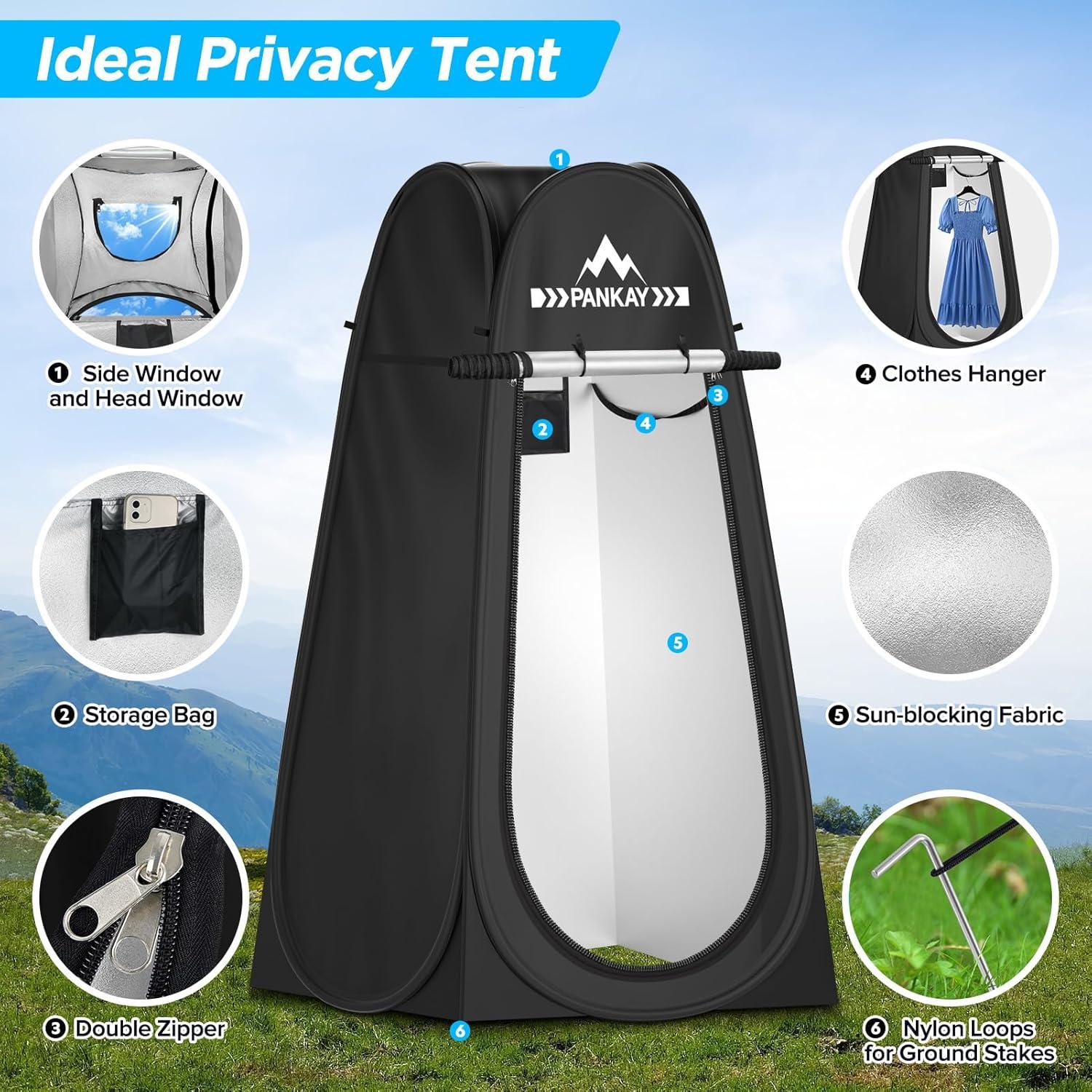 Inodoro Portátil PANKAY con Carpa de Privacidad Plegable 190cm