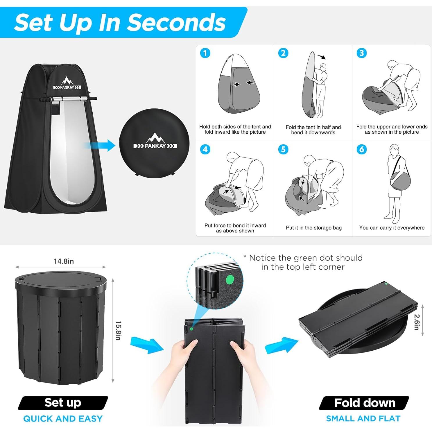 Inodoro Portátil PANKAY con Carpa de Privacidad Plegable 190cm