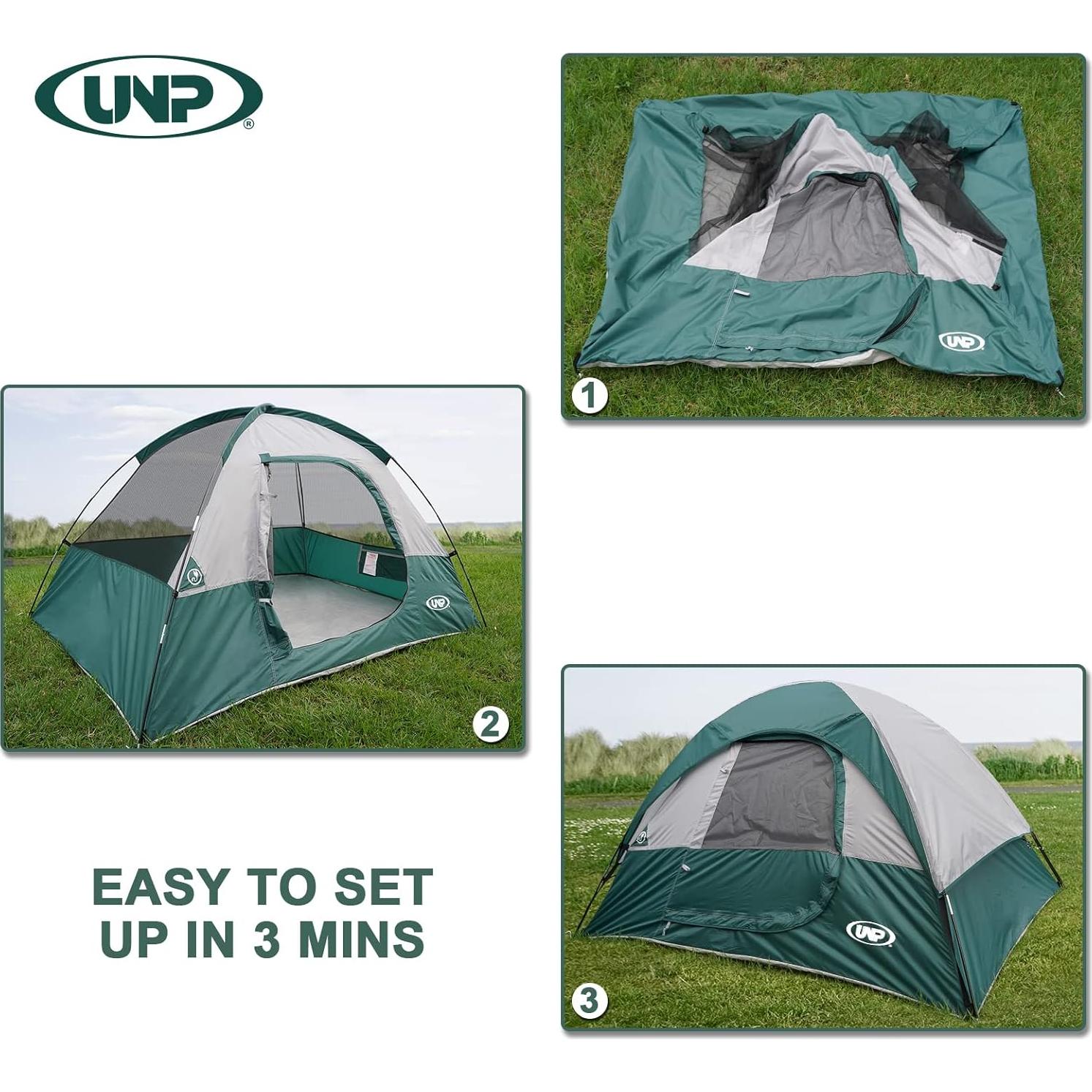 Tienda de Camping UNP para 4 Personas Impermeable y Ligera