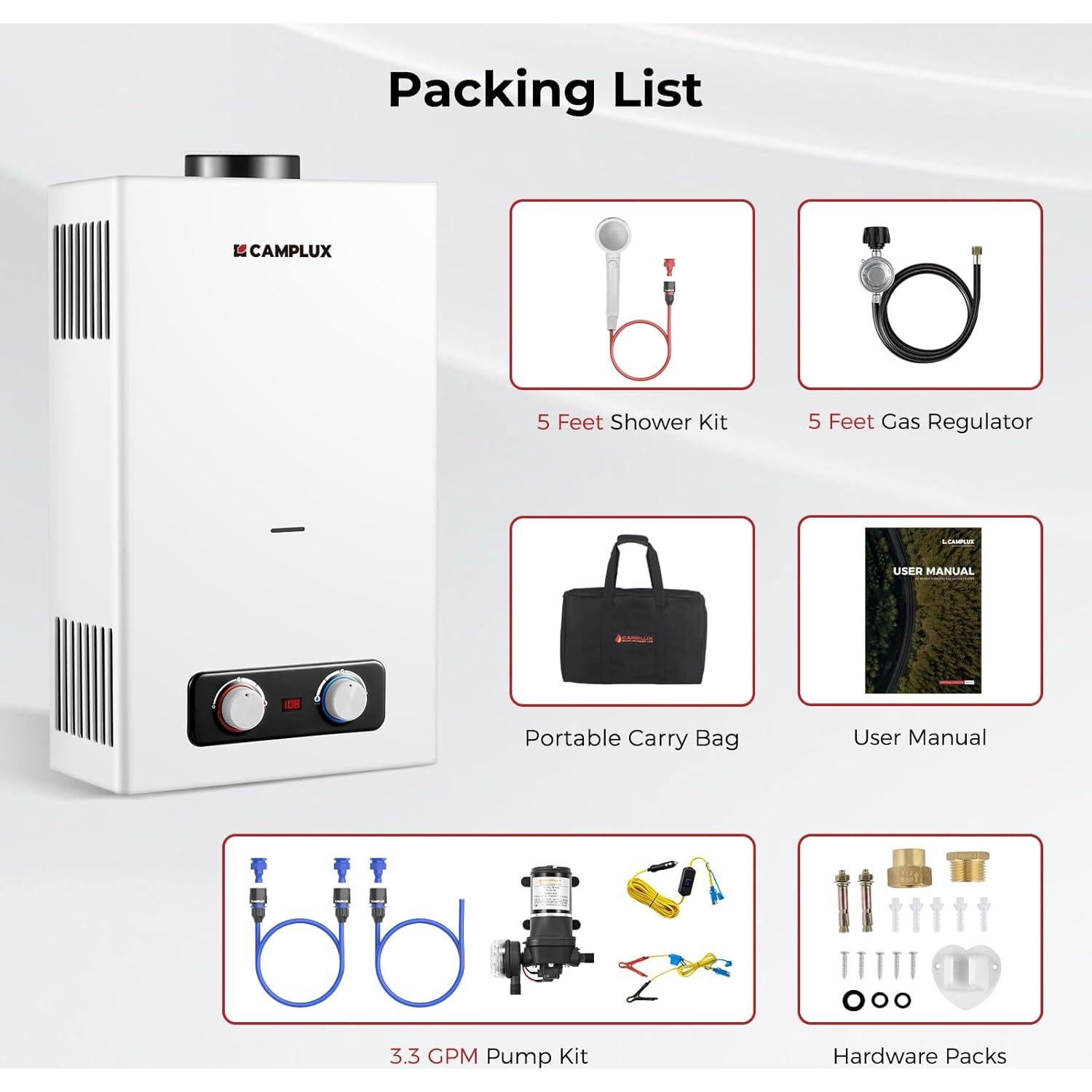 Calentador de Agua Portátil Camplux 2.64 GPM 68,000 BTU