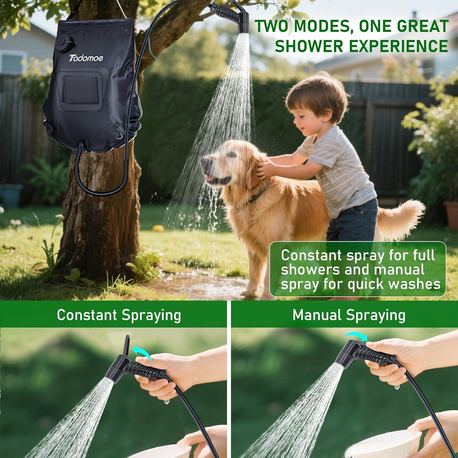 Ducha Portátil Tadomoe 20L con Calentamiento Solar y Termómetro