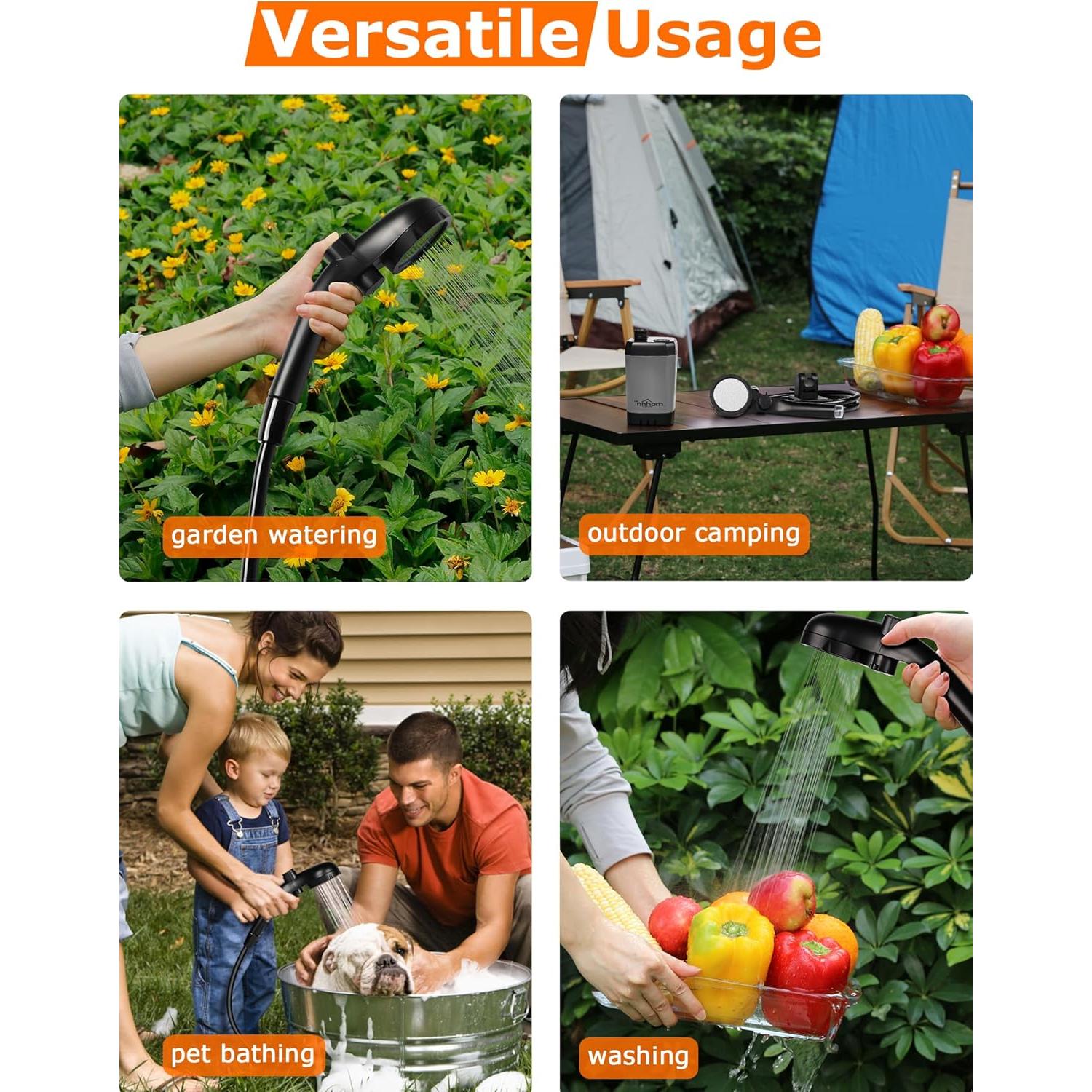 Ducha Portátil innhom A21 Recargable 6000mAh con LED