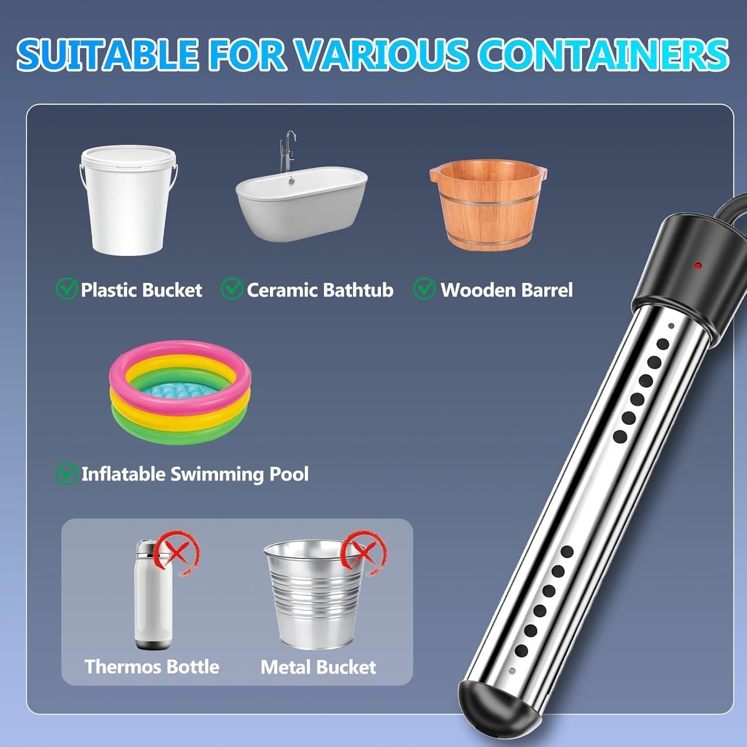 BSEED Portable Shower for Camping with Immersion Water Heater, 6000mAh Rechargeable Camping Shower with Intelligent LED Display, Outdoor Shower for Hiking, Travel, Pets & Car Washing, Wartering Plants