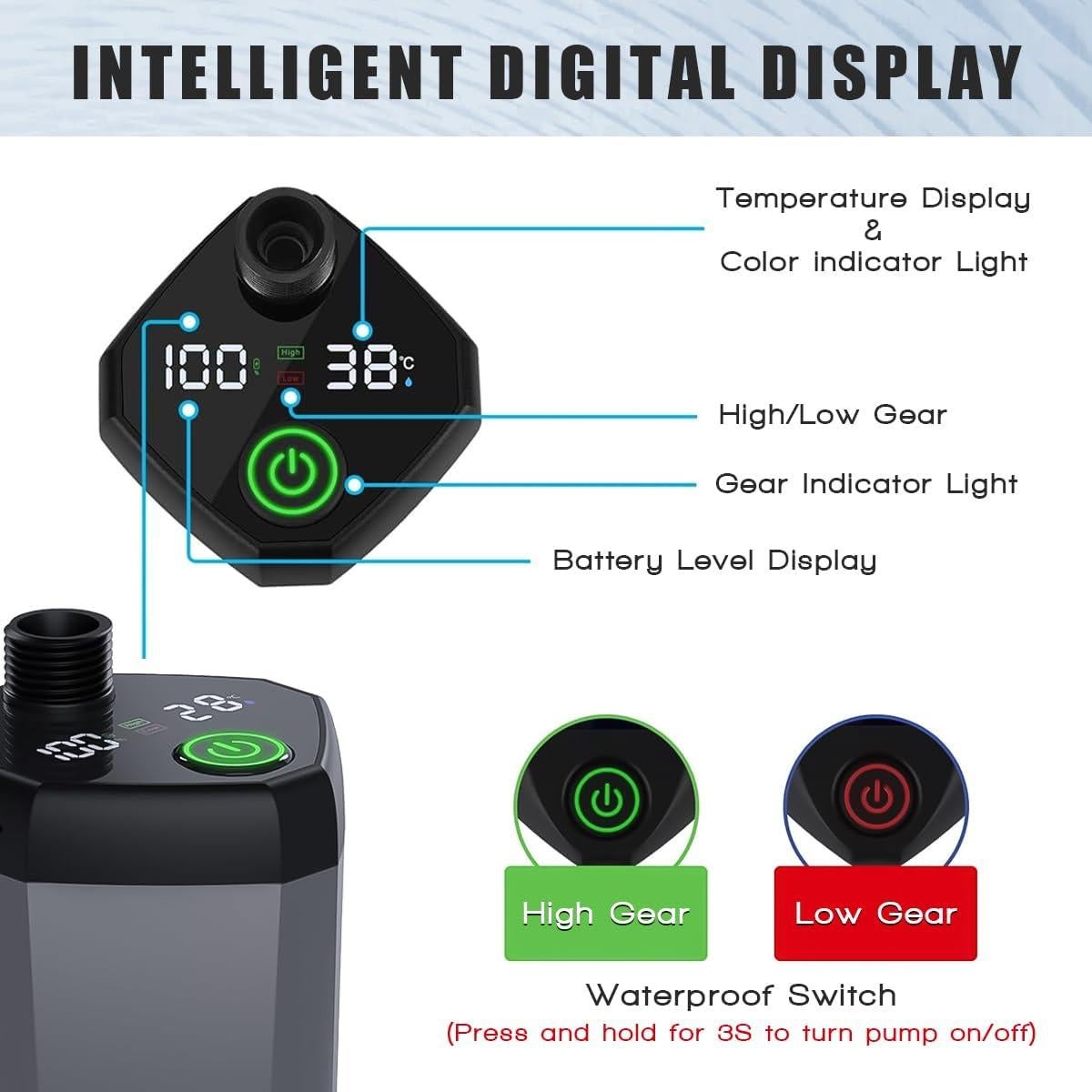 Ducha Portátil DEYOT 6000mAh IPX7 Recargable para Camping