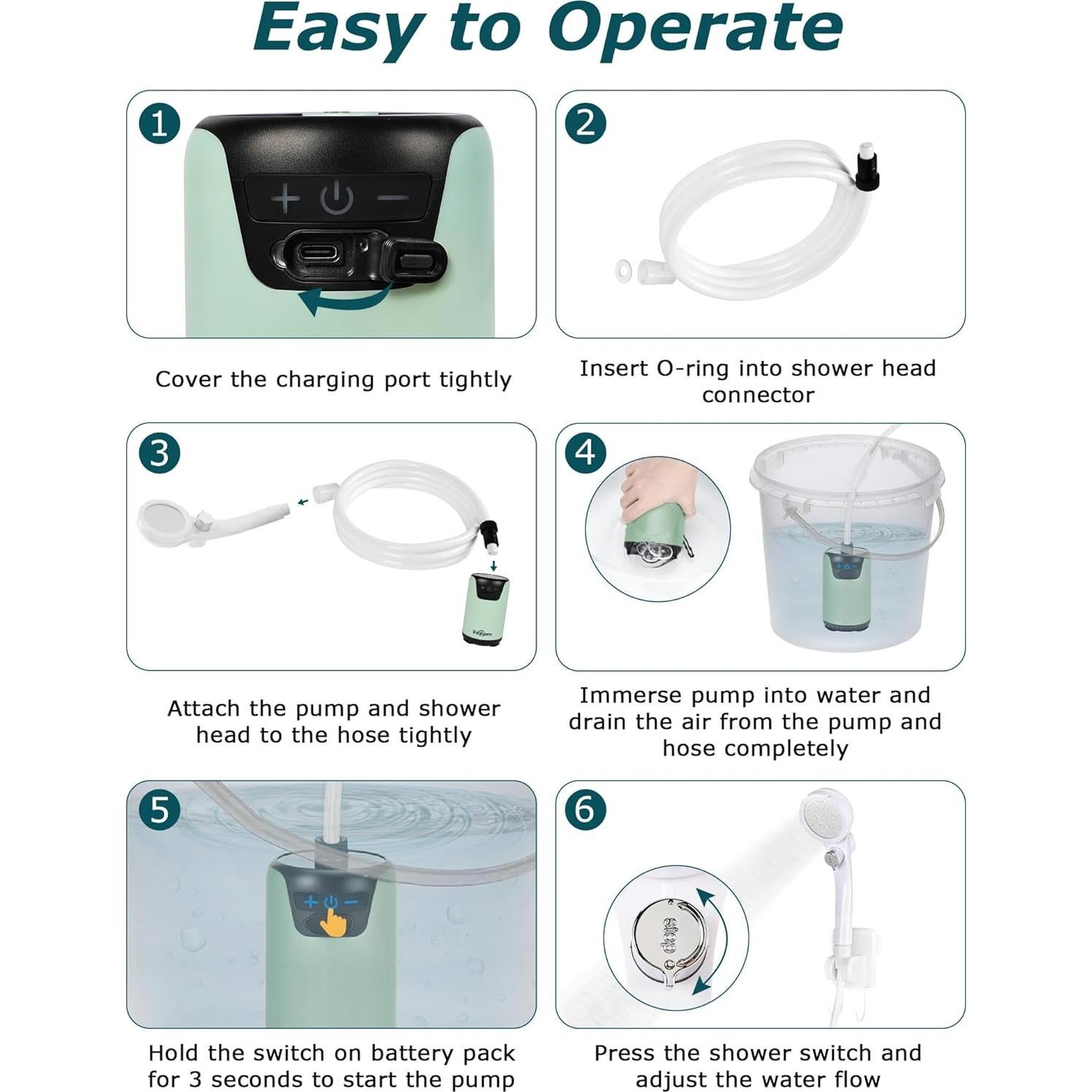Ducha Portátil innhom A23 Recargable 8000mAh IPX8 para Camping
