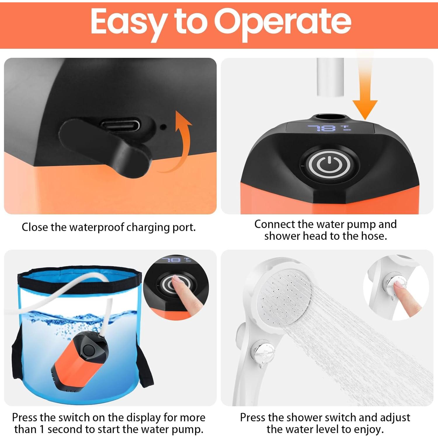 Ducha Portátil Barong Yekhna BYCP 7800mAh 3 Modos IPX7