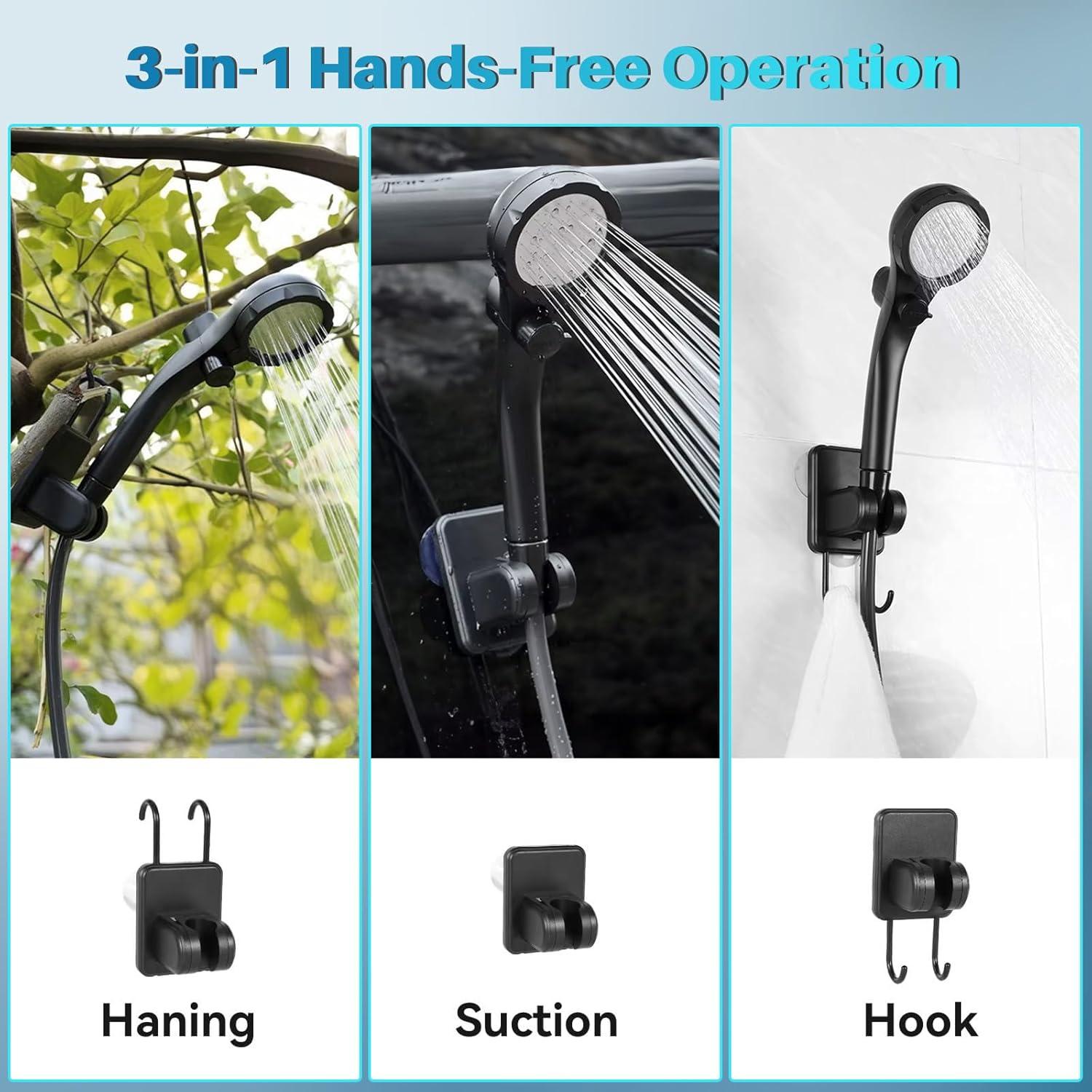 Ducha Portátil Recargable COOLIGO 6000mAh 2000W LED Camping