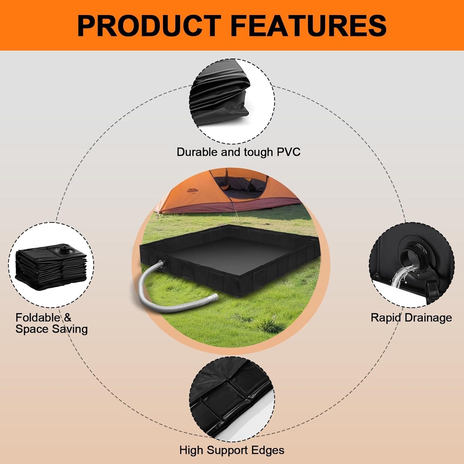 Base de Ducha Plegable ZUUDYSEN 104x104 cm para Camping